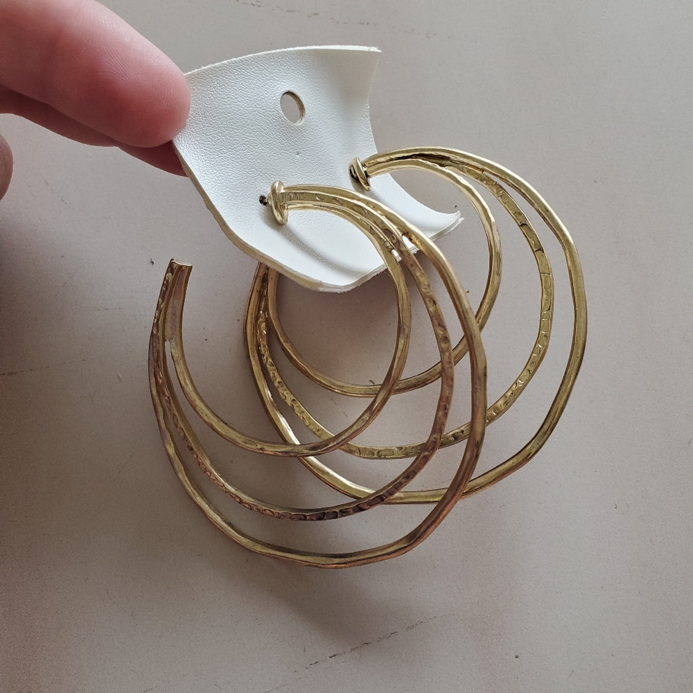 Free People Tripe Hoop Earrrings